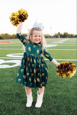 Baylor Green Bear 3/4 Sleeve Pocket Twirl Dress - Image 3
