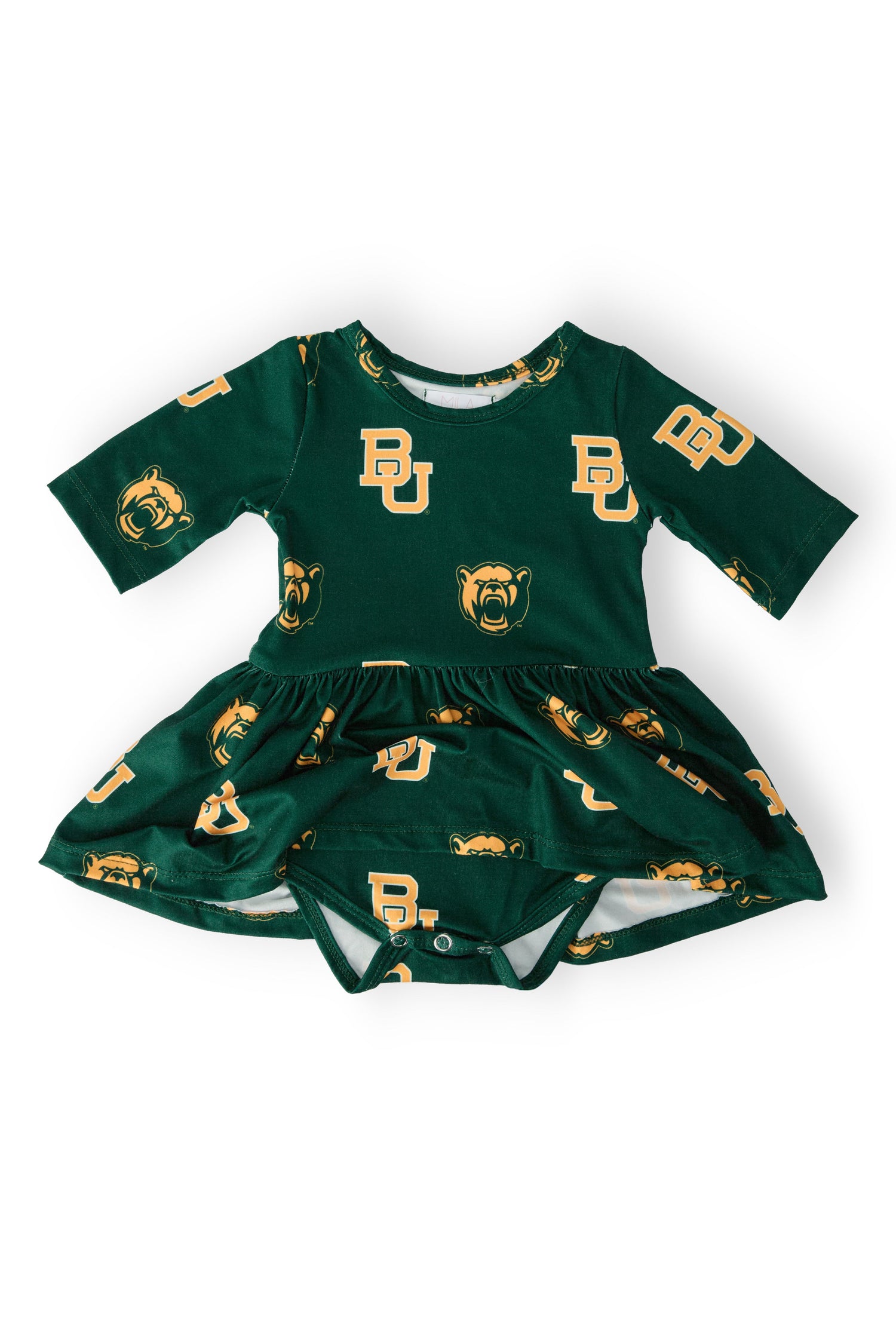 Baylor Green Bear 3/4 Sleeve Twirl Bodysuit - Image 2