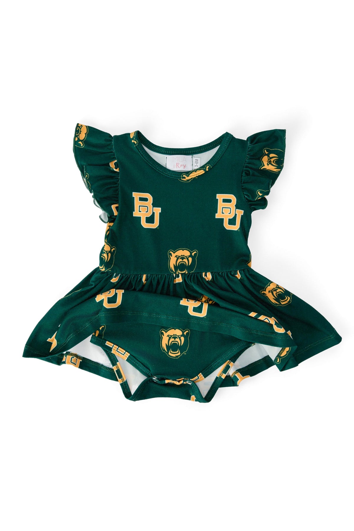 Baylor Green Bear Flutter Twirl Bodysuit - Image 2