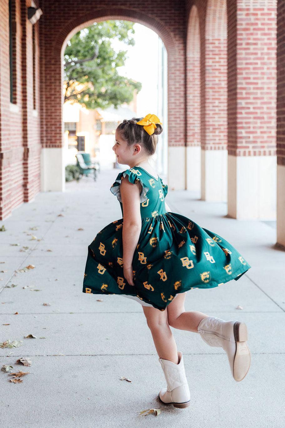 Baylor Green Bear Flutter Twirl Dress - Image 3