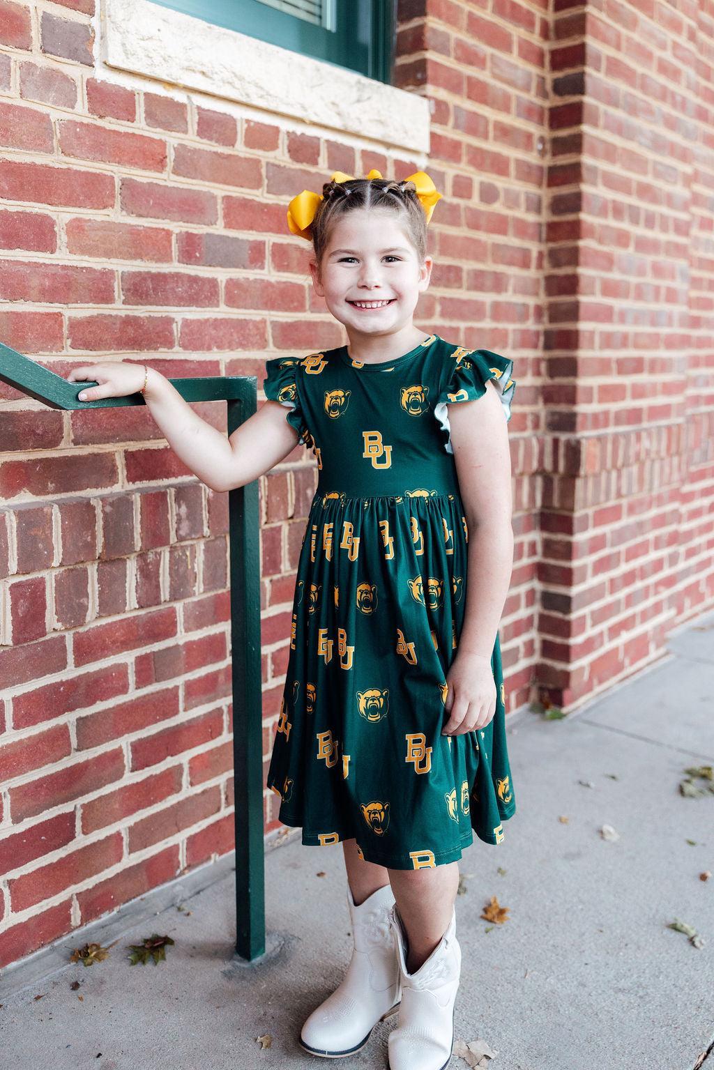 Baylor Green Bear Flutter Twirl Dress - Image 4