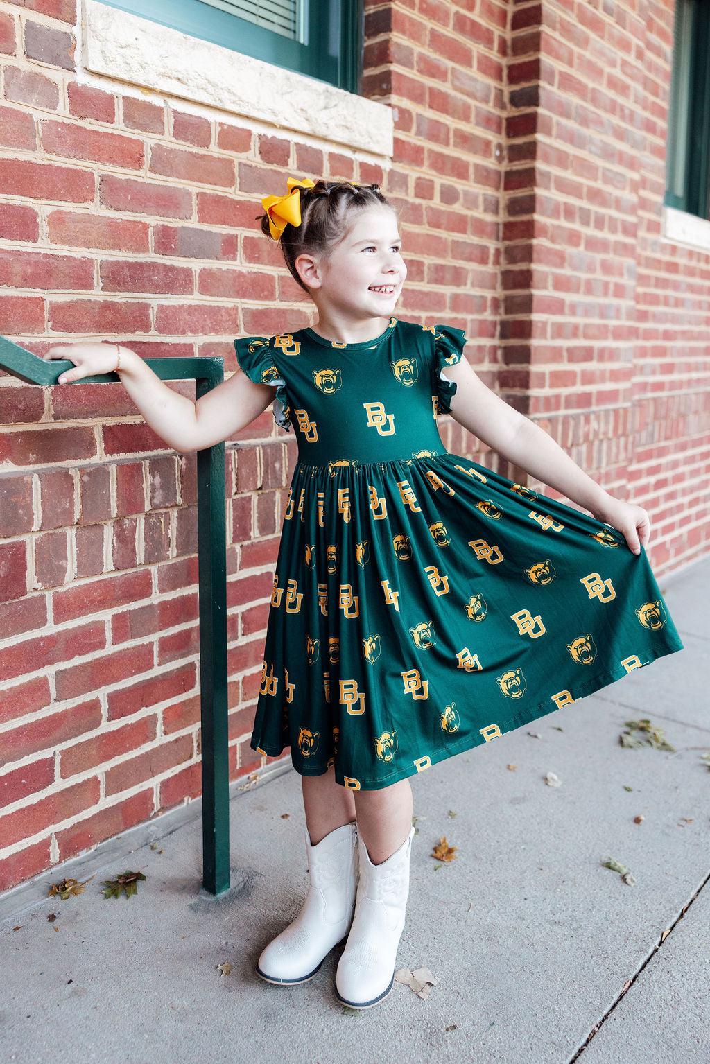 Baylor Green Bear Flutter Twirl Dress - Image 5