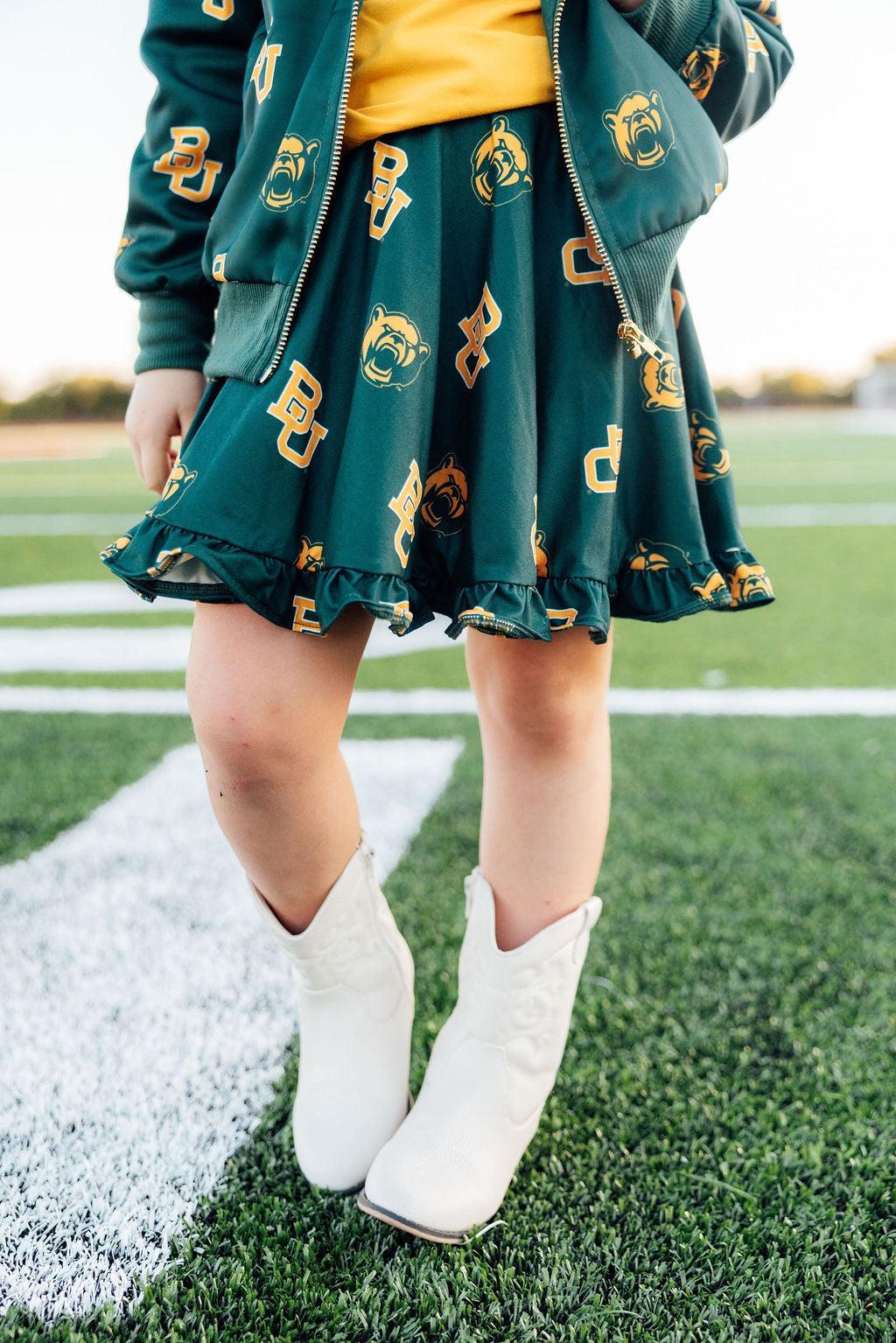 Baylor Green Bear Ruffle Twirl Skort - Image 2