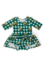 Baylor Plaid Bear 3/4 Sleeve Twirl Bodysuit - Image 2