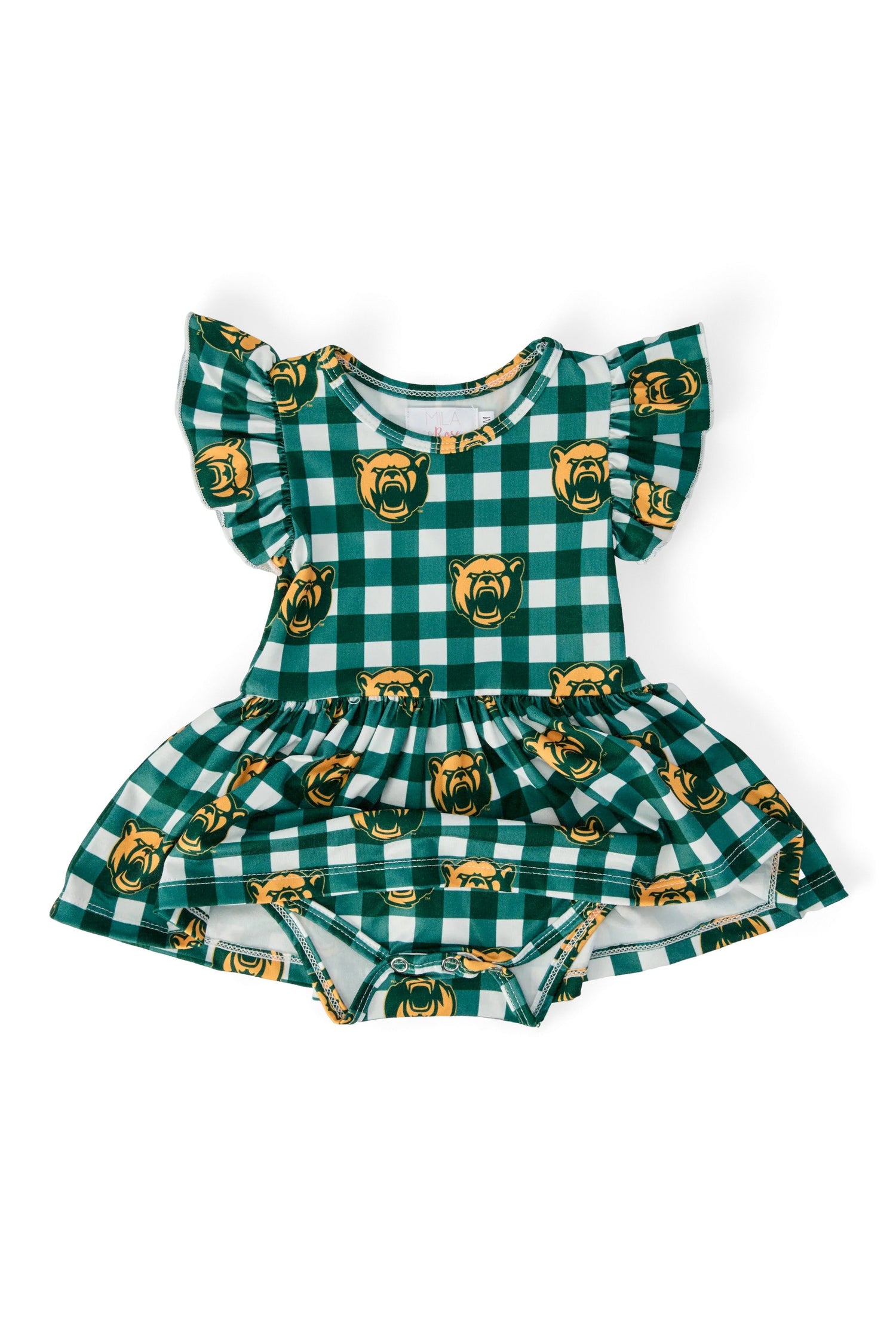 Baylor Plaid Bear Flutter Twirl Bodysuit - Image 2