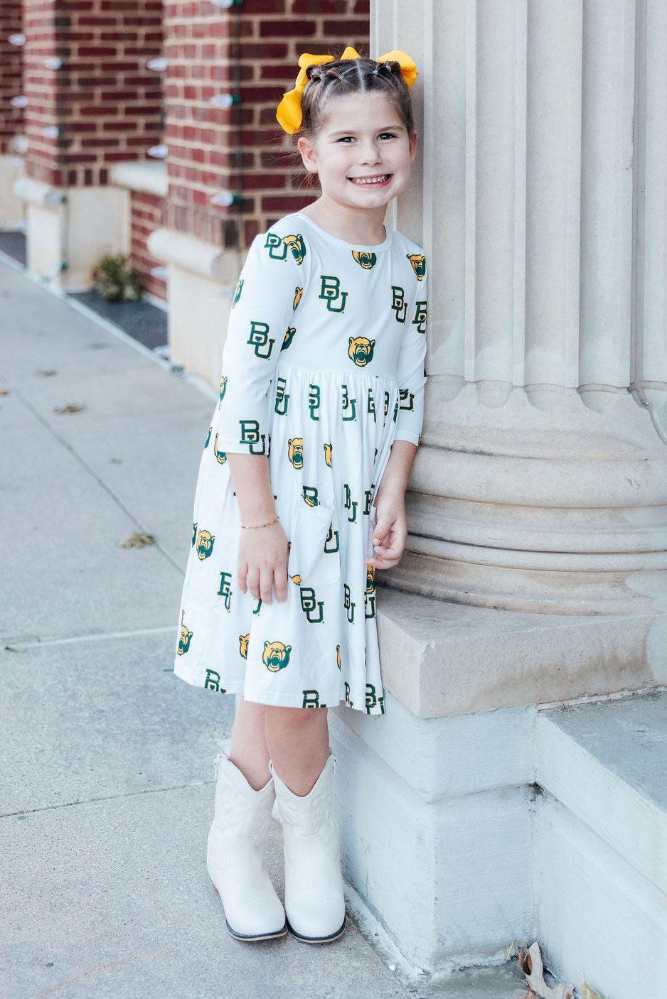 Baylor White Bear 3/4 Sleeve Pocket Twirl Dress - Image 2
