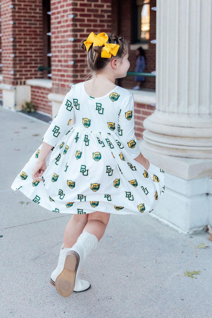 Baylor White Bear 3/4 Sleeve Pocket Twirl Dress - Image 5