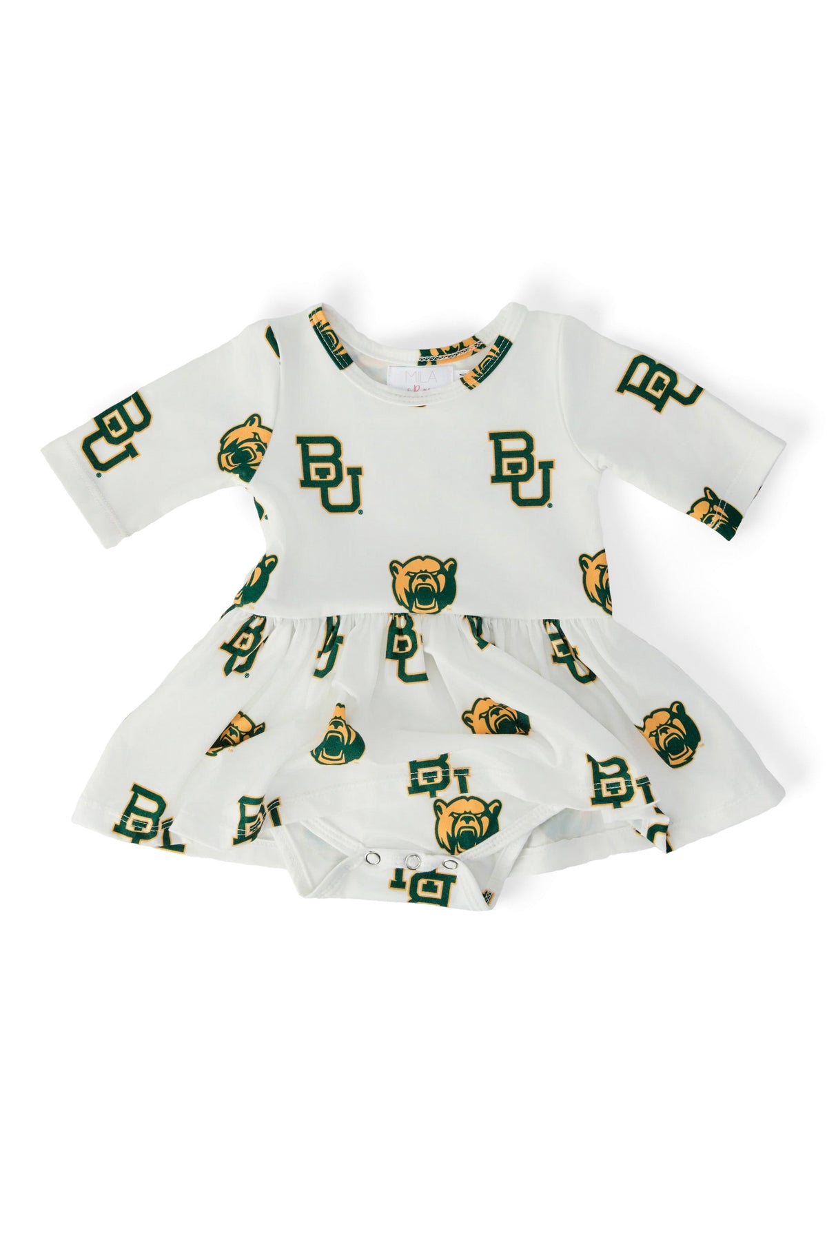 Baylor White Bear 3/4 Sleeve Twirl Bodysuit - Image 2