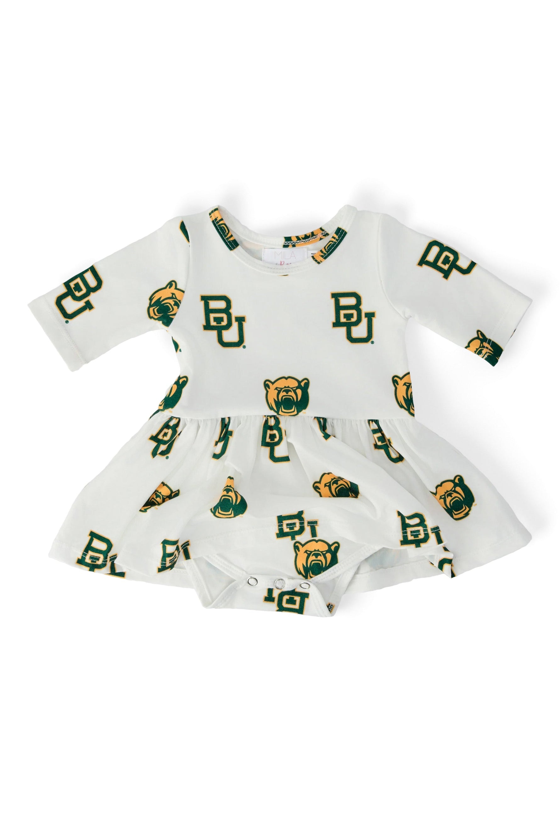 Baylor White Bear 3/4 Sleeve Twirl Bodysuit - Image 2