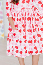Be Mine 3/4 Sleeve Pocket Twirl Dress - Image 4