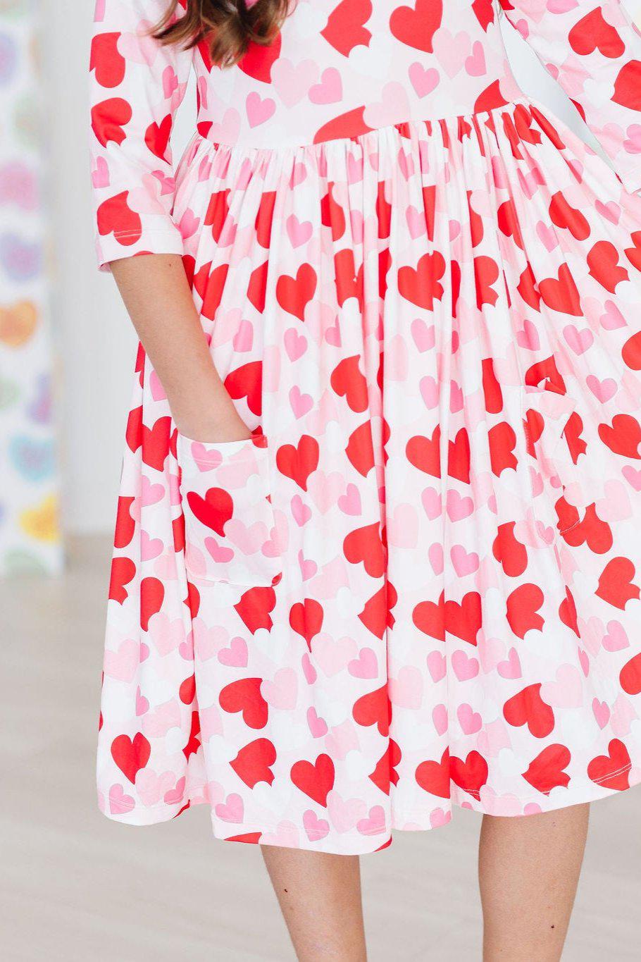 Be Mine 3/4 Sleeve Pocket Twirl Dress - Image 4