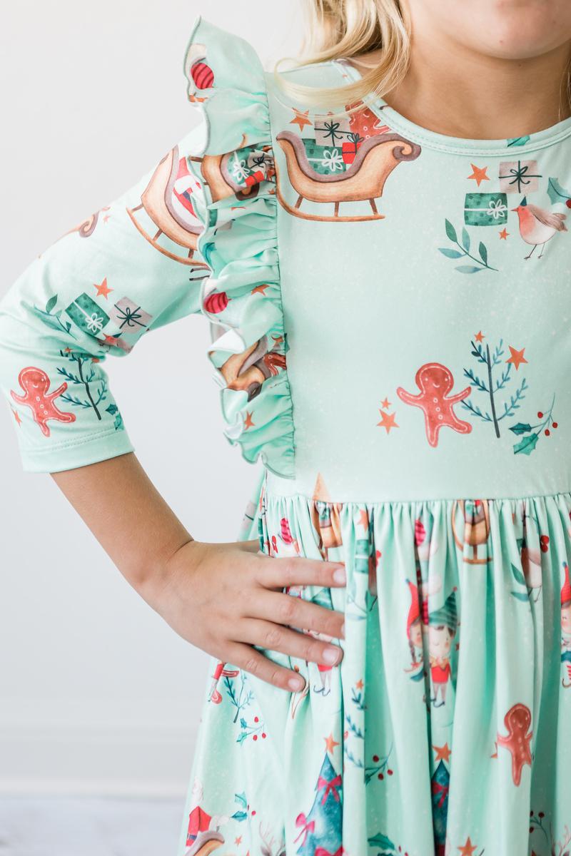 Believe in Your Elf 3/4 Sleeve Ruffle Twirl Dress - Image 5