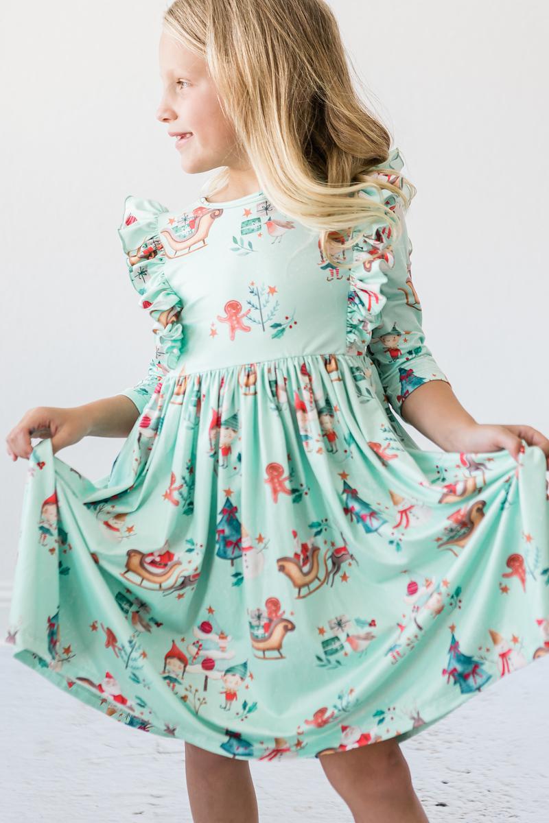 Believe in Your Elf 3/4 Sleeve Ruffle Twirl Dress - Image 6