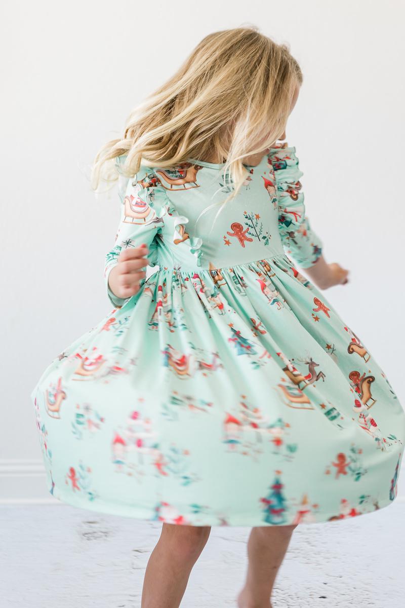 Believe in Your Elf 3/4 Sleeve Ruffle Twirl Dress - Image 7