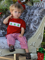 Rylee Faith Designs - Christmas Smocking Embroidered Christmas Tree Plaid Boys Set - alternate view 5