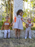Rylee Faith Designs - Thanksgiving Boys Embroidered Shirt Gingham Pants Set Fall Outfit - alternate view 10