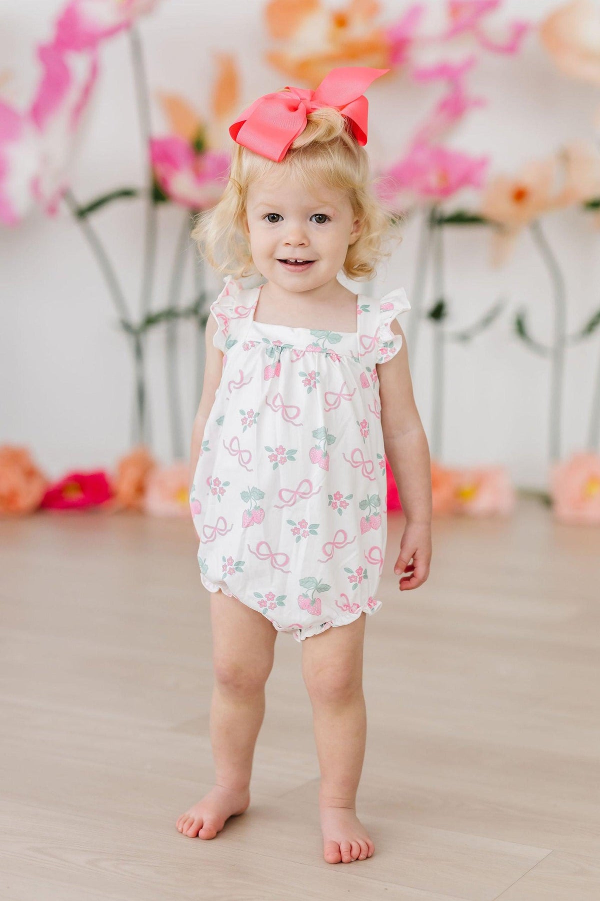 Berries & Bows Ruffle Cross Back Romper - Image 2