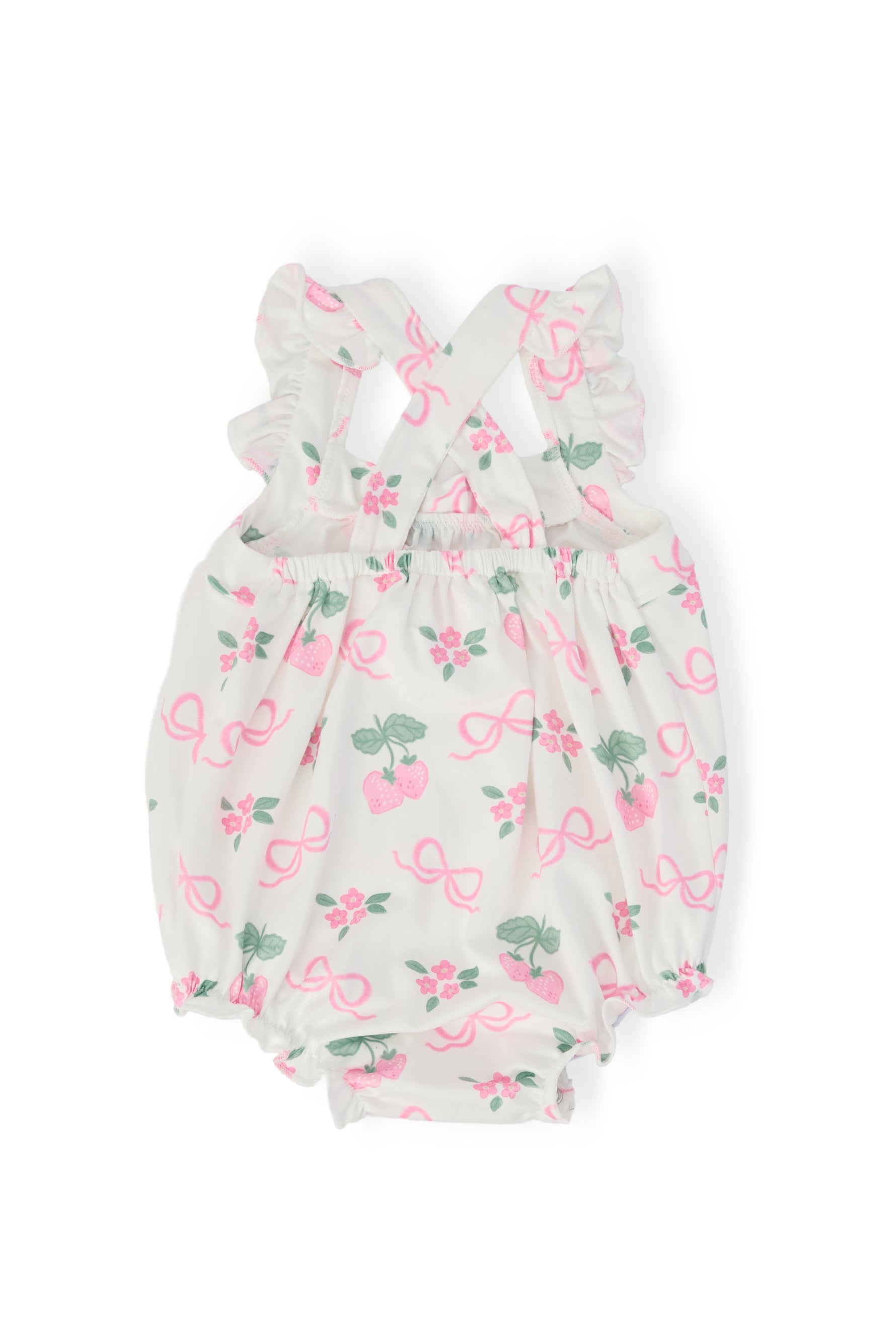 Berries & Bows Ruffle Cross Back Romper - Image 5