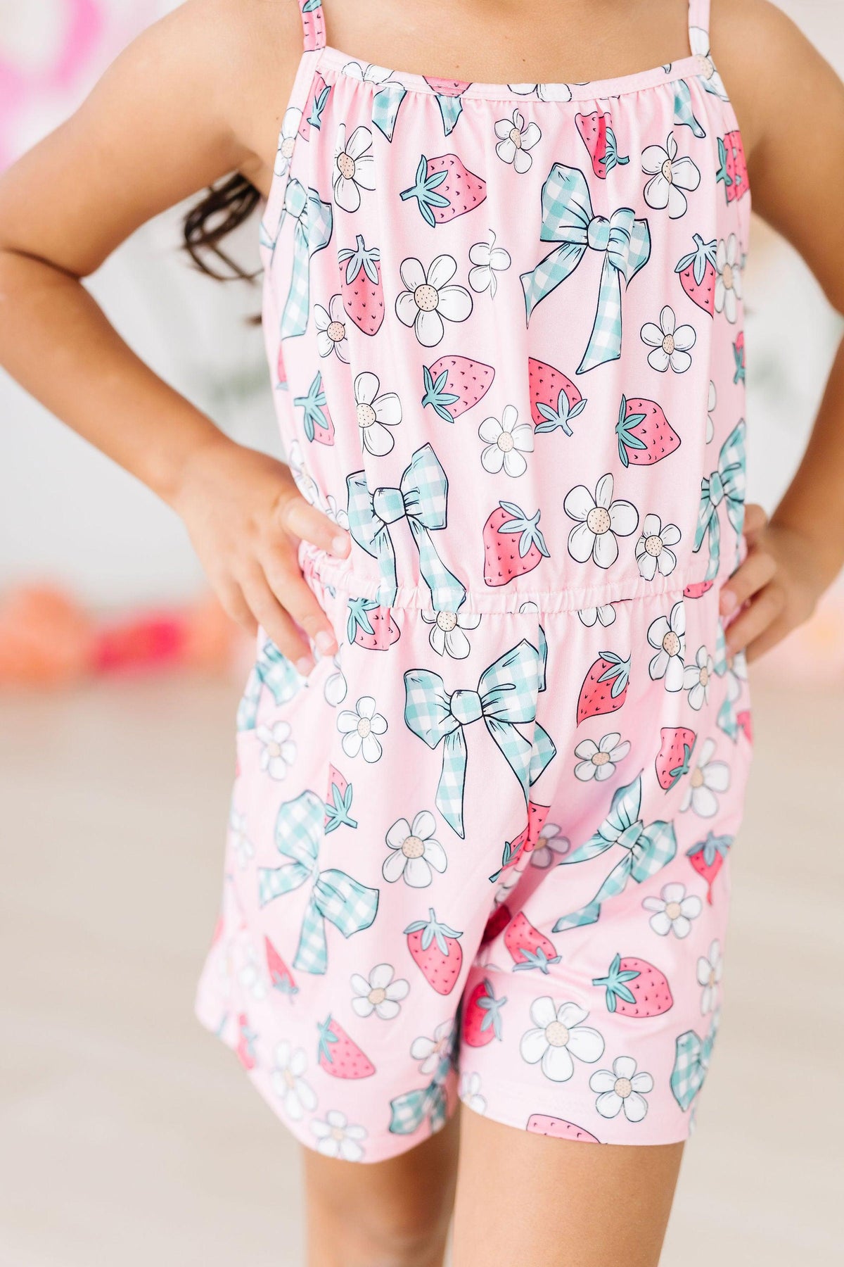 Berry Picnic Strappy Play Romper - Image 2