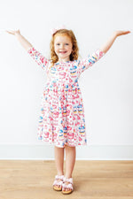 Birthday Girl 3/4 Sleeve Pocket Twirl Dress - Image 2