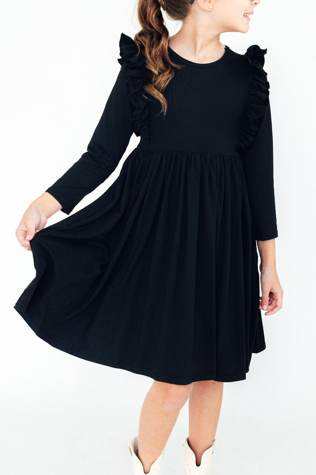 Black L/S Ruffle Twirl Dress - Image 3