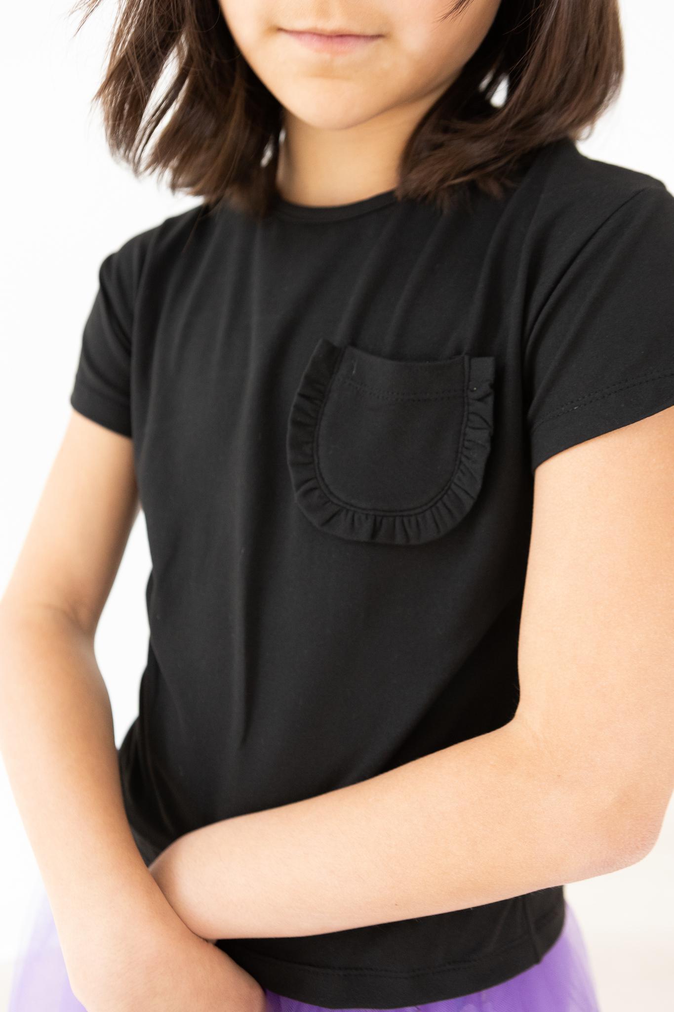 Black Ruffle Pocket Tee - Image 2