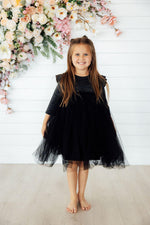 Black Shimmer 3/4 Sleeve Tutu Dress - Image 4
