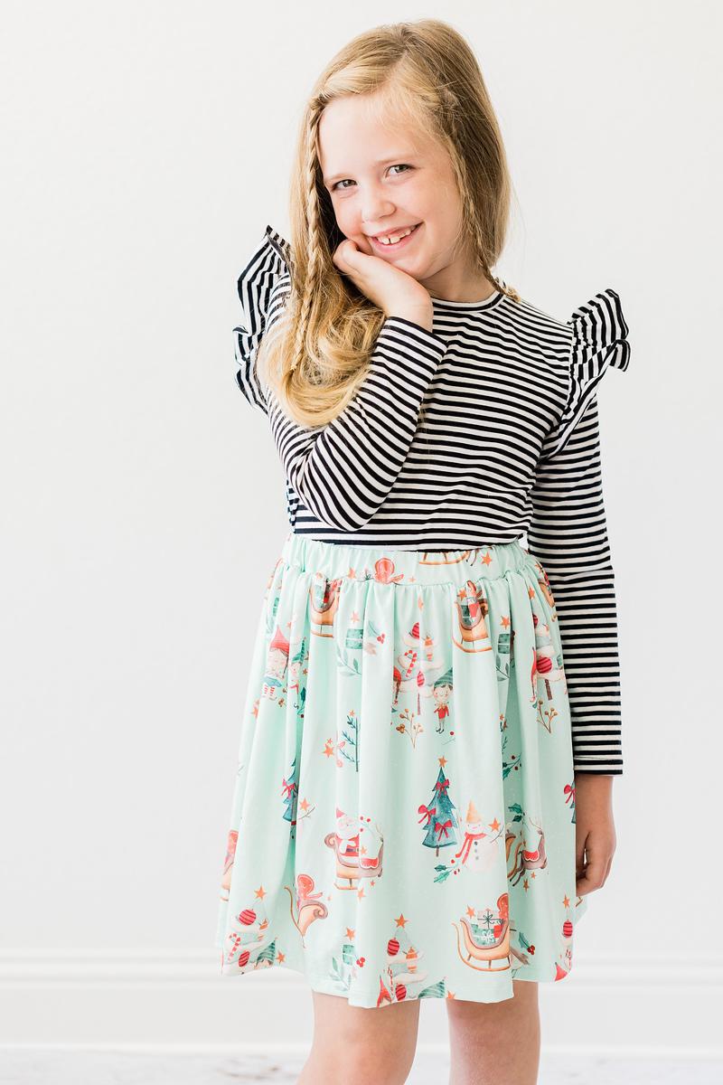 Black & White Stripe L/S Ruffle Tee - Image 3