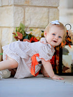 Rylee Faith Designs - Thanksgiving Smocked Girls Dress Bloomer Set Turkey Embroidery - alternate view 3