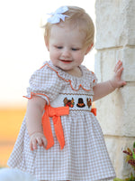 Rylee Faith Designs - Thanksgiving Smocked Girls Dress Bloomer Set Turkey Embroidery - alternate view 5
