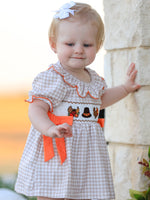 Rylee Faith Designs - Thanksgiving Smocked Girls Dress Bloomer Set Turkey Embroidery - alternate view 12