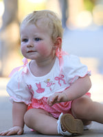Rylee Faith Designs - Fall Pink Ballet Embroidery Bow Bubble Romper - alternate view 3