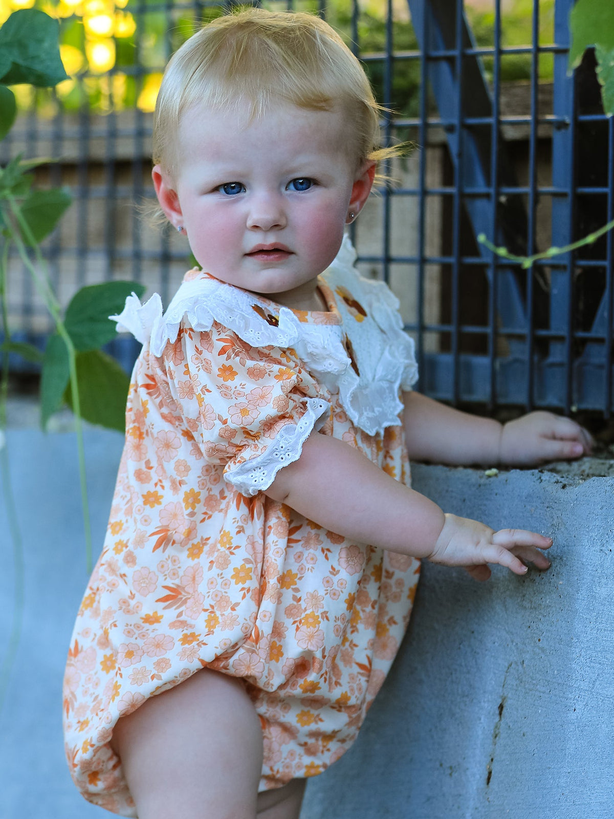 Rylee Faith Designs - Thanksgiving Turkey Floral Lace Bubble Girls Romper - alternate view 6