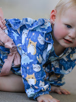 Rylee Faith Designs - Fall Cat Print Girls Long Sleeve Romper - alternate view 5