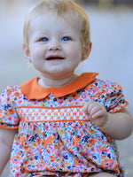 Rylee Faith Designs - Fall Floral Smocked Petals Collar Girls Bubble Romper - alternate view 6