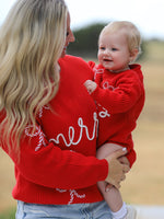 Rylee Faith Designs - Mom and Me Winter Christmas Red "merry" Pullover Sweater - alternate view 4