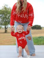 Rylee Faith Designs - Mom and Me Winter Christmas Red "merry" Pullover Sweater - alternate view 5