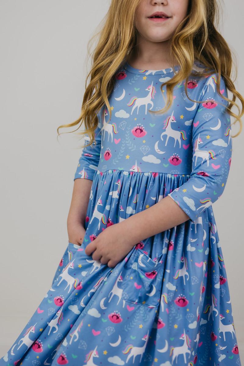 Blue Moon 3/4 Sleeve Pocket Twirl Dress - Image 3