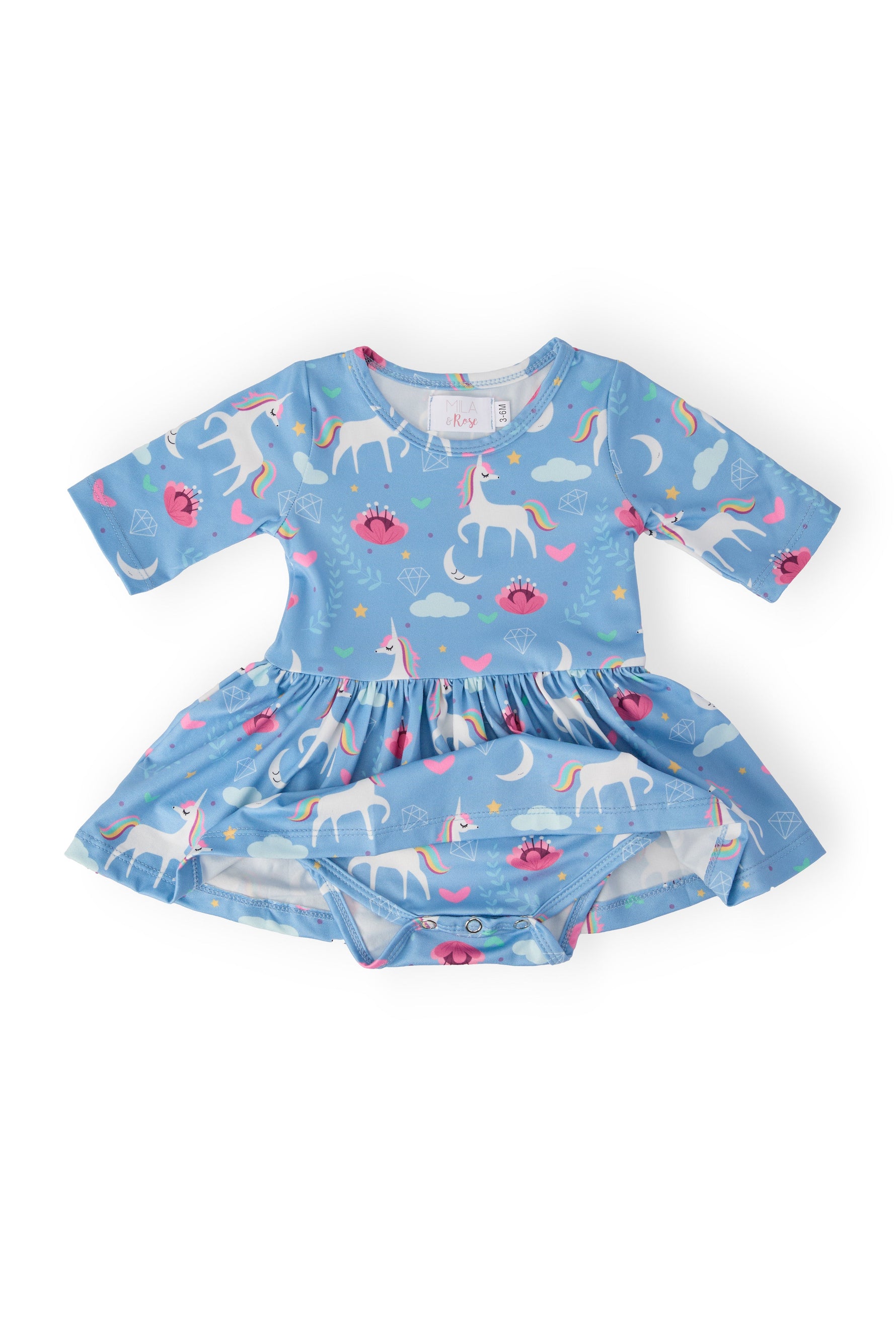 Blue Moon 3/4 Sleeve Twirl Bodysuit - Image 2