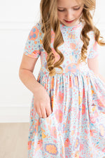 Blue Retro Unicorns S/S Pocket Twirl Dress - Image 5