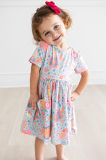 Blue Retro Unicorns S/S Pocket Twirl Dress - Image 8