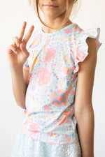 Blue Retro Unicorns S/S Ruffle Tee - Image 5