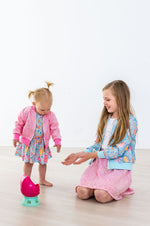 Blue Retro Unicorns S/S Twirl Bodysuit - Image 4
