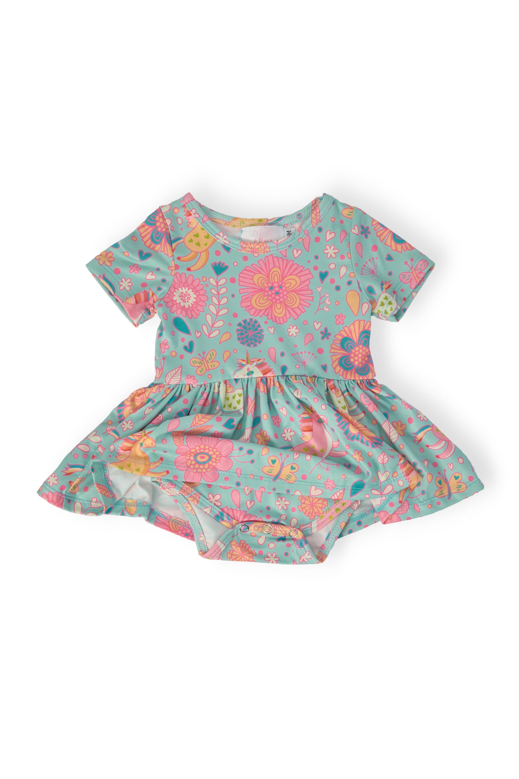 Blue Retro Unicorns S/S Twirl Bodysuit - Image 5
