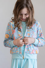 Blue Retro Unicorns Satin Jacket - Image 4