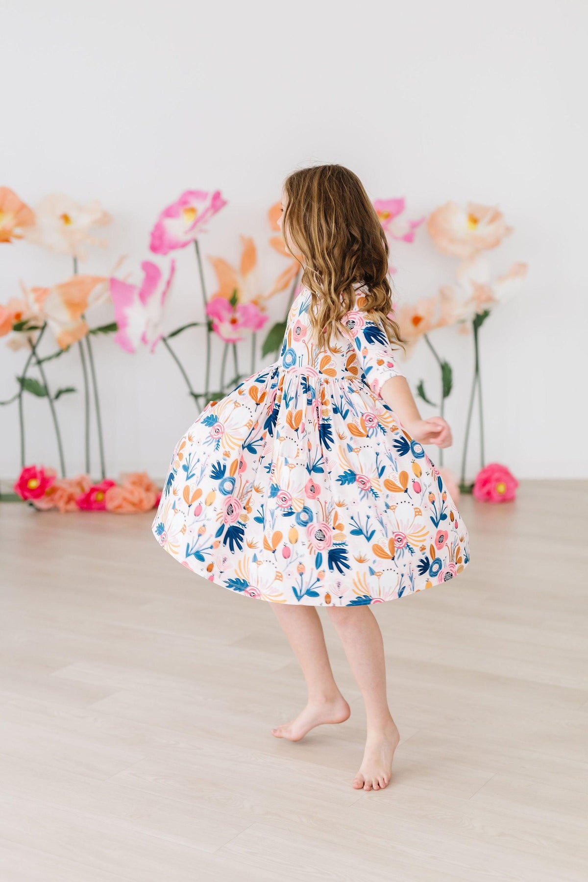 Blush Peony 3/4 Sleeve Pocket Twirl Dress - Image 3