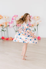 Blush Peony 3/4 Sleeve Pocket Twirl Dress - Image 5