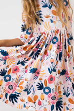 Blush Peony 3/4 Sleeve Pocket Twirl Dress - Image 6