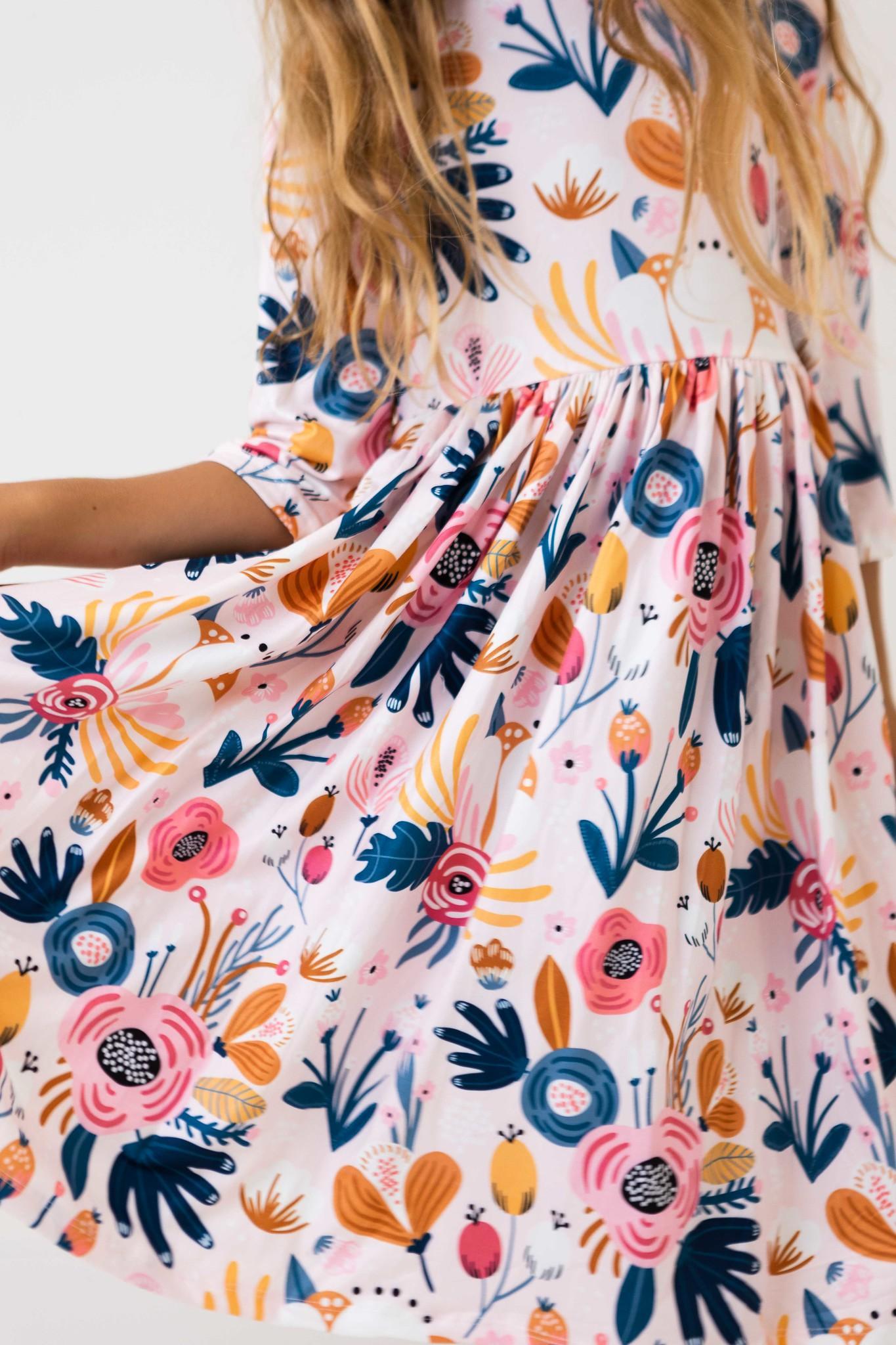 Blush Peony 3/4 Sleeve Pocket Twirl Dress - Image 6