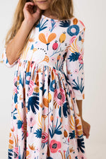 Blush Peony 3/4 Sleeve Pocket Twirl Dress - Image 7